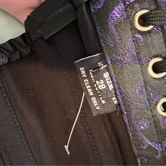 28” Royal purple damask steel boned over bust corset goth Victorian - Picture 5 of 8